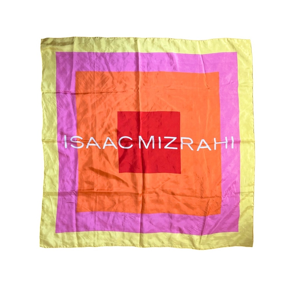 Isaac Mizrahi Multicolor Silk Block Print Large Scarf 34”x34”